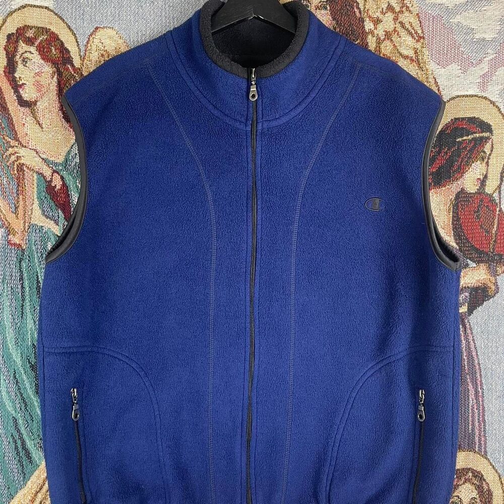 Champion Fleece Vest Woman's blue Size Large Vintage